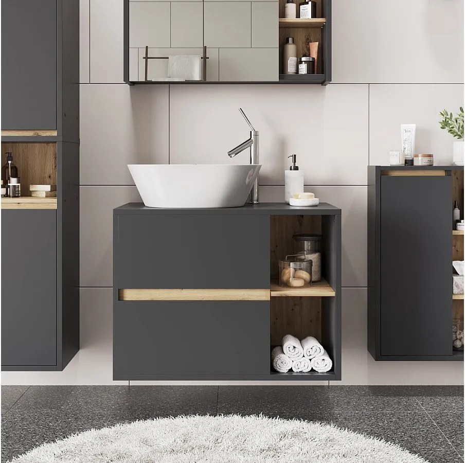 Szafka pod umywalkę szary/artystyczny 80x46x60 viola