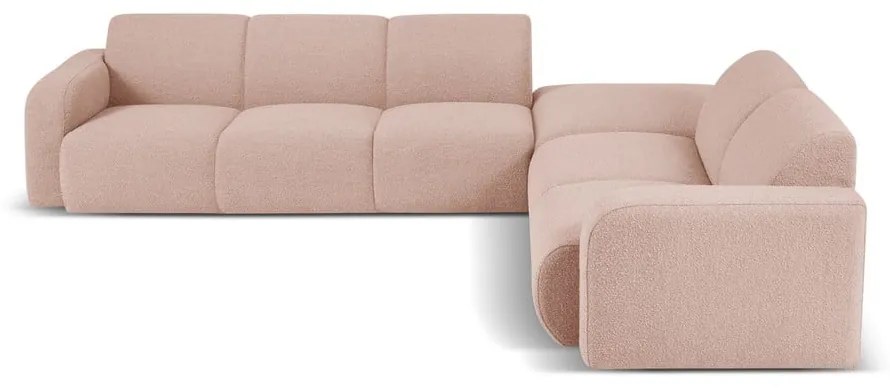 Różowy narożnik z materiału bouclé (prawostronny) Molino – Micadoni Home