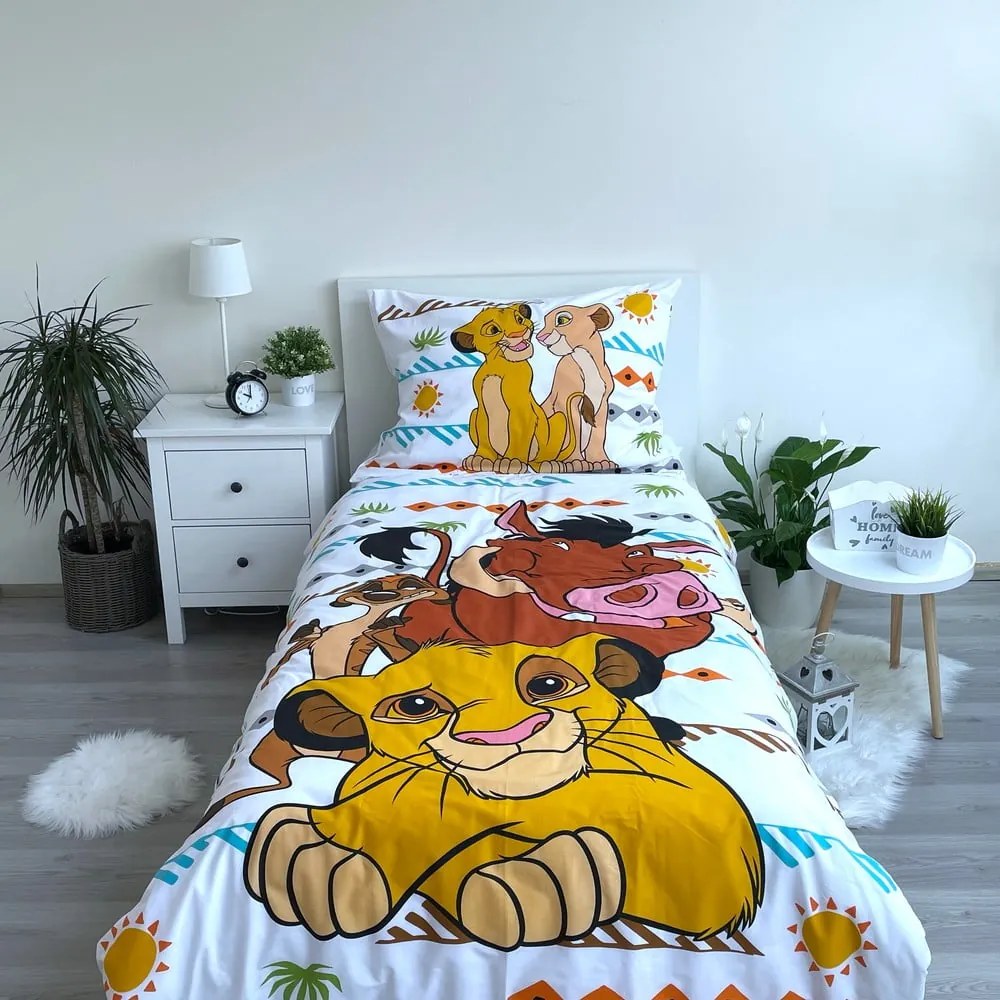 Bawełniana dziecięca pościel jednoosobowa 140x200 cm Lion King Africa – Jerry Fabrics