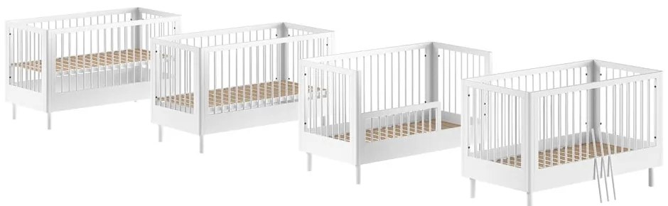 Białe łóżeczko z litego drewna bukowego 70x140 cm Forrest – Vipack