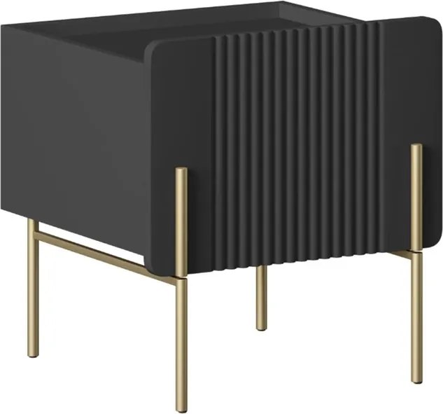 Szafka nocna Malmi 45 cm z szufladą - czarny mat / złote nóżki