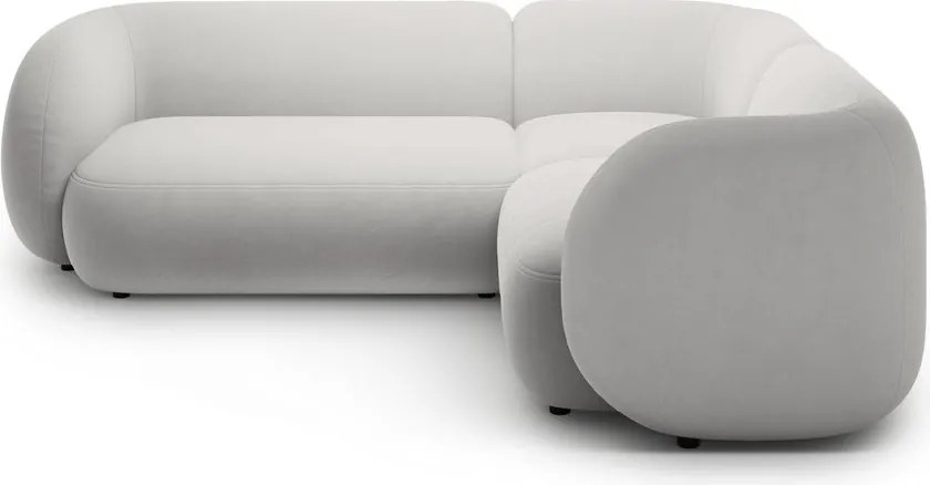 Jasnoszary aksamitny narożnik (prawostronny/w kształcie litery L) Kate – Micadoni