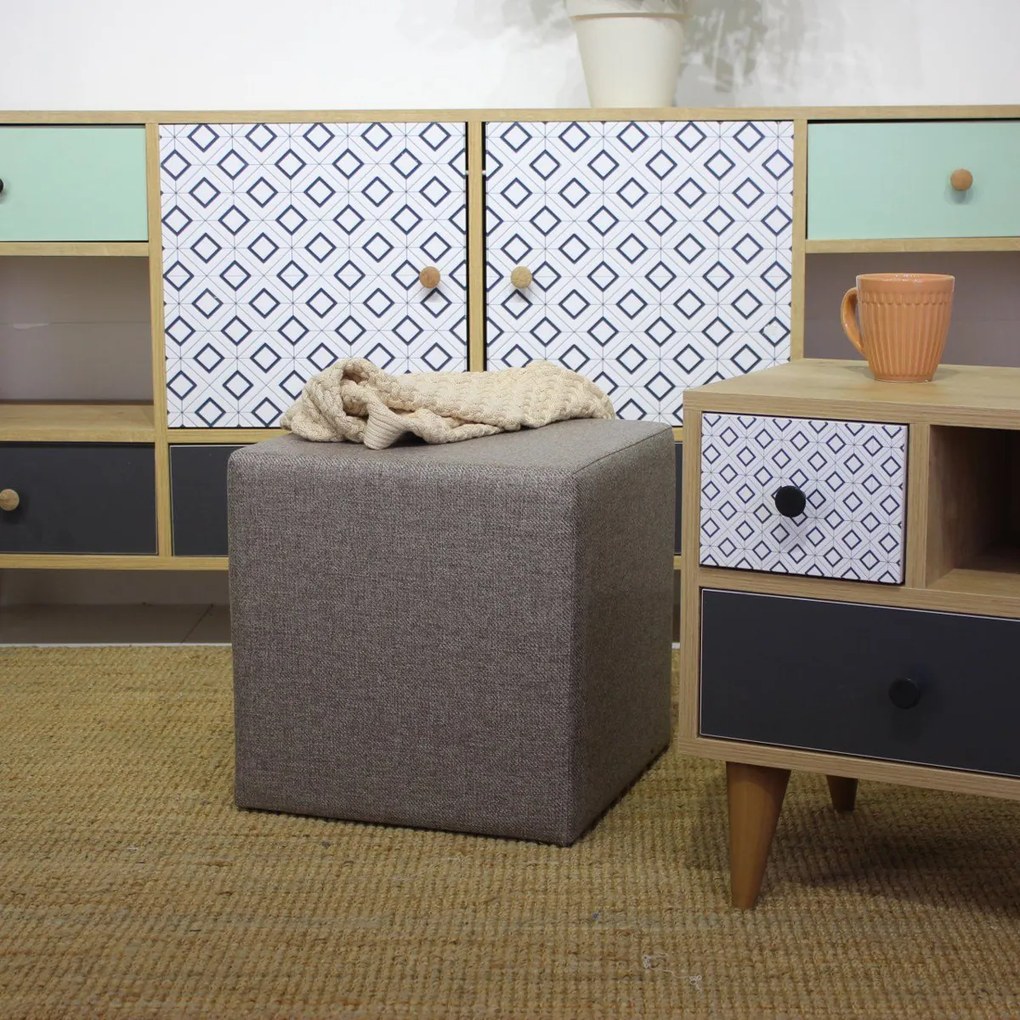 Taboret Kare Pouf Brown