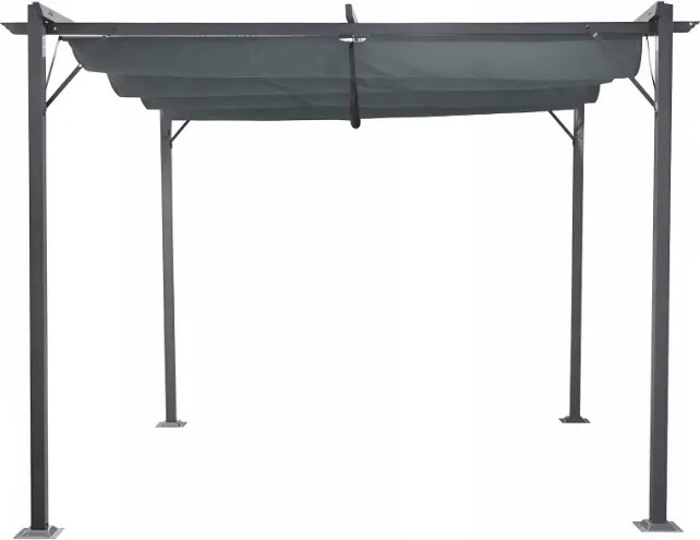 Pergola ogrodowa metalowa 3x4m z rozsuwanym dachem XT-3307B, grafitowa