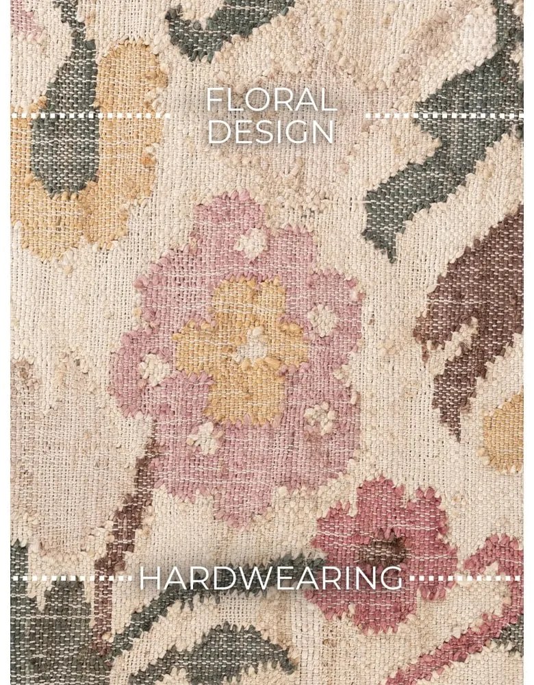 Kremowy chodnik z juty tkany ręcznie 80x200 cm Roya Violette – Elle Decoration