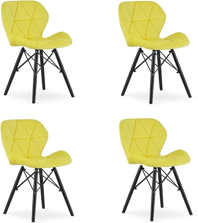 Krzesło Valora WAKO Velvet, żółte, czarne nogi, do jadalni x4