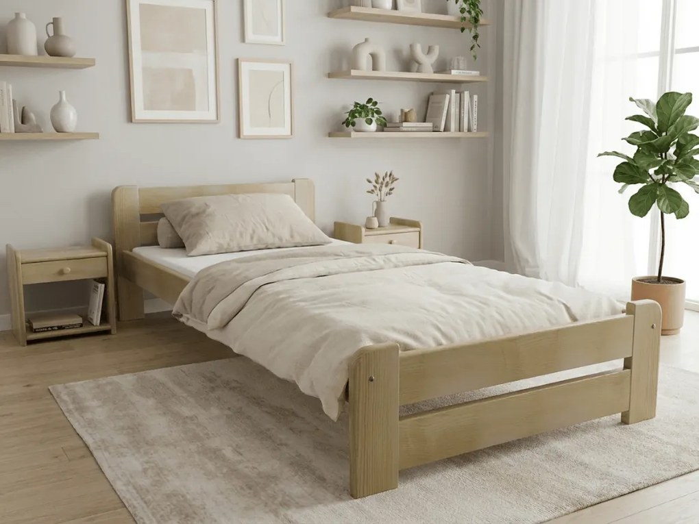 Łóżko Laura 80 x 200, sosna Stelaż: Ze stelażem listwowym rolowanym, Materac: Materac Coco Maxi 20 cm