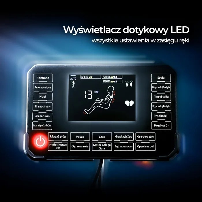 Fotel Masujący VX MAX Wypoczynkowy Relaksacyjny Szary Ekoskóra Nowoczesny