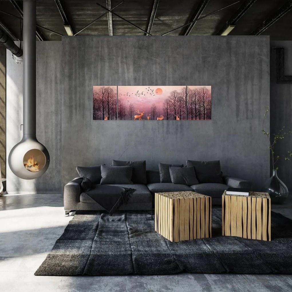 Zdjęcie - Jeleń w blasku zachodzącego słońca (170x50 cm)