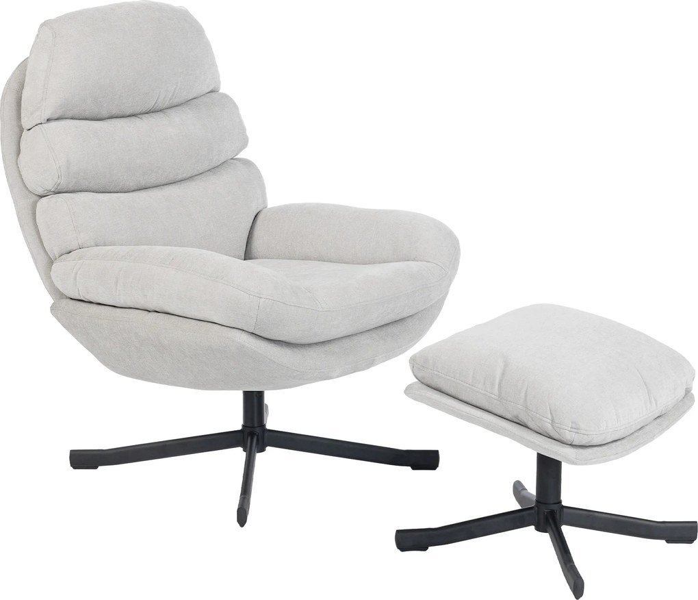 HOMCOM Fotel wypoczynkowy z podnóżkiem, fotel lounge z tkaniny chenille, nowoczesny fotel do oglądania TV, 78 x 93 x 100 cm, jasnoszary