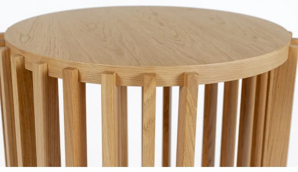 Stolik z drewna dębowego Woodman Drum, ø 53 cm