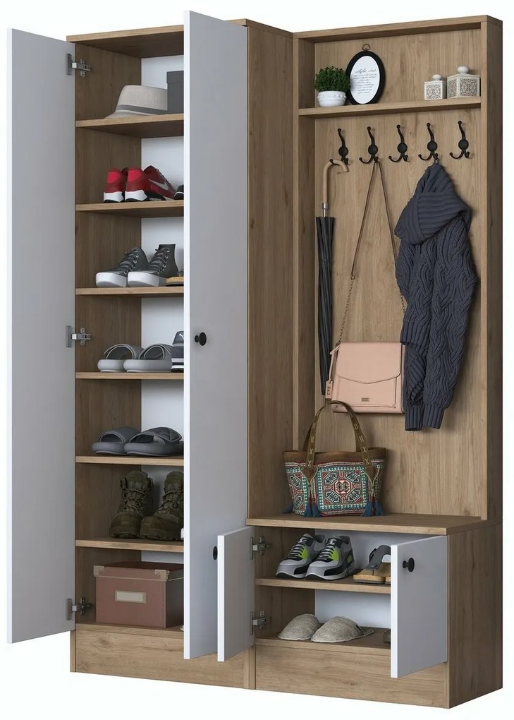 Zestaw do przedpokoju Pone White and Walnut II