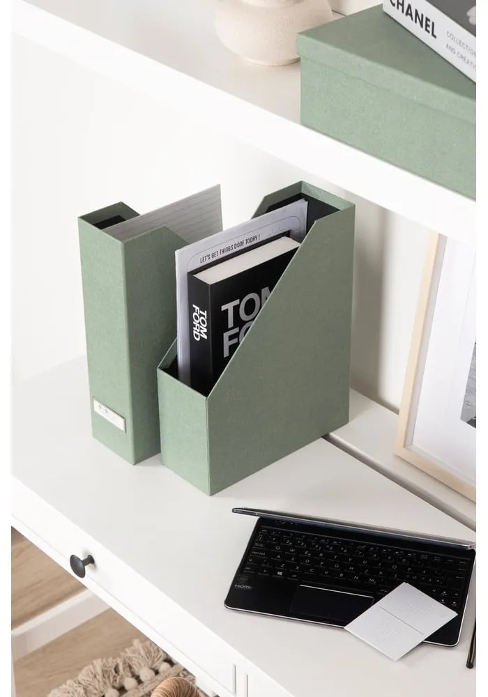 Zielone kartonowe organizery zestaw 5 szt. na dokumenty Holger Canvas Paper Laminate – Bigso