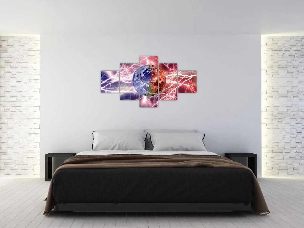 Obraz - Kula ziemska pod prądem (125x70 cm)