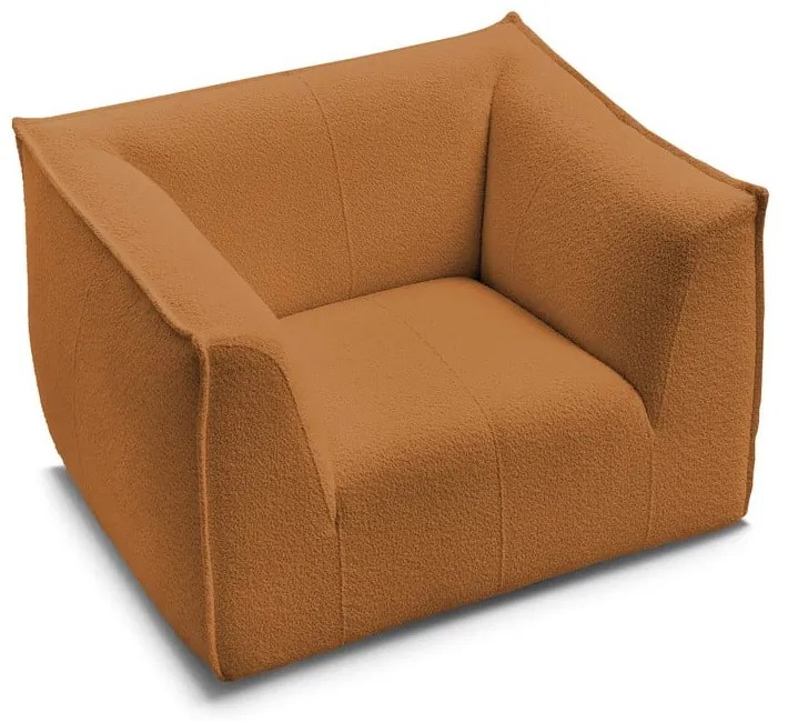 Musztardowy fotel z materiału bouclé Giorgia – Bobochic Paris