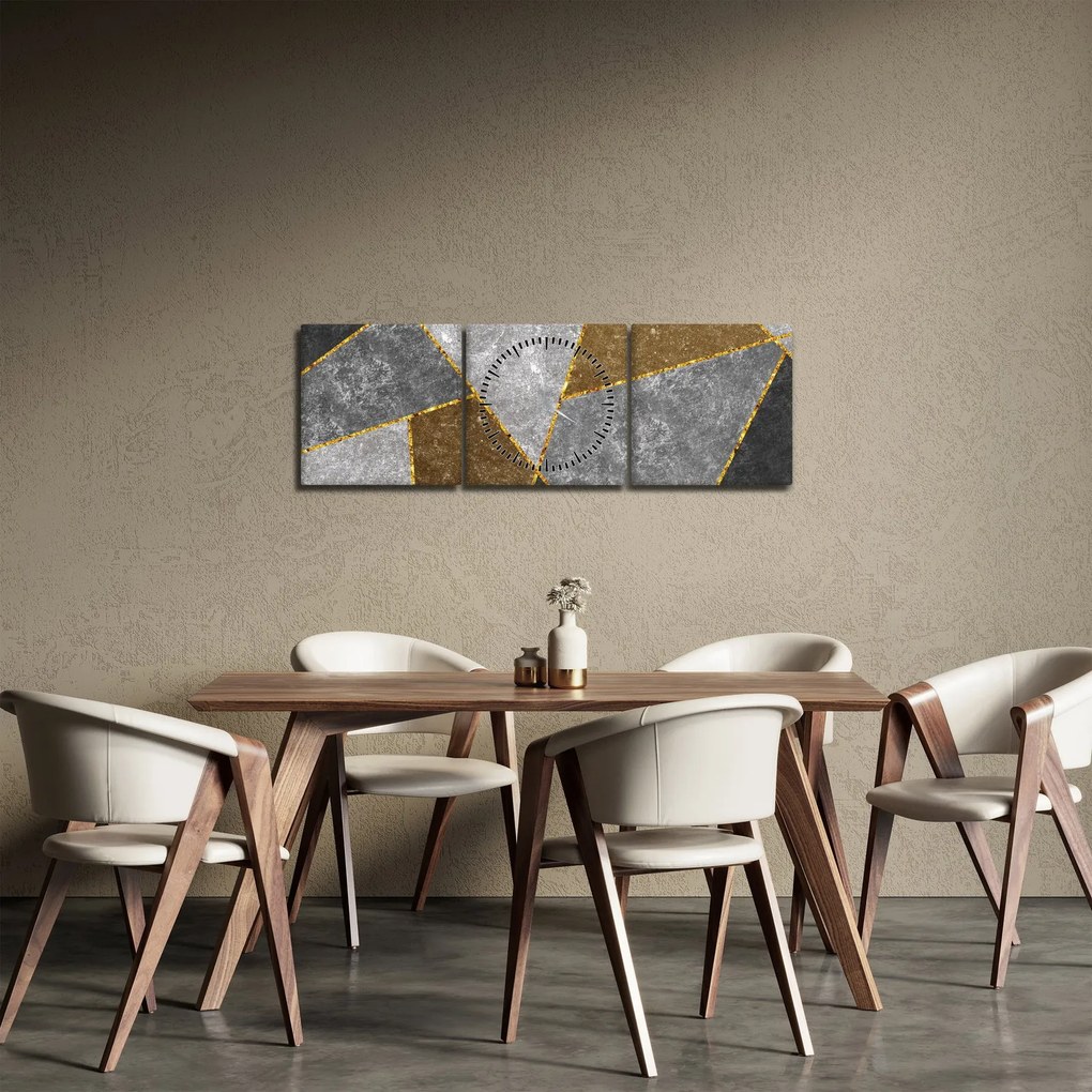 Obraz - Imitacja materiałów (z zegarem) (90x30 cm)