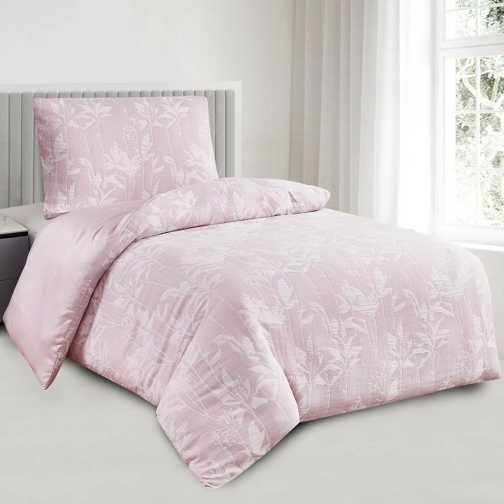 Pościel żakardowa Alabama różowy, 140 x 200 cm, 70 x 90 cm