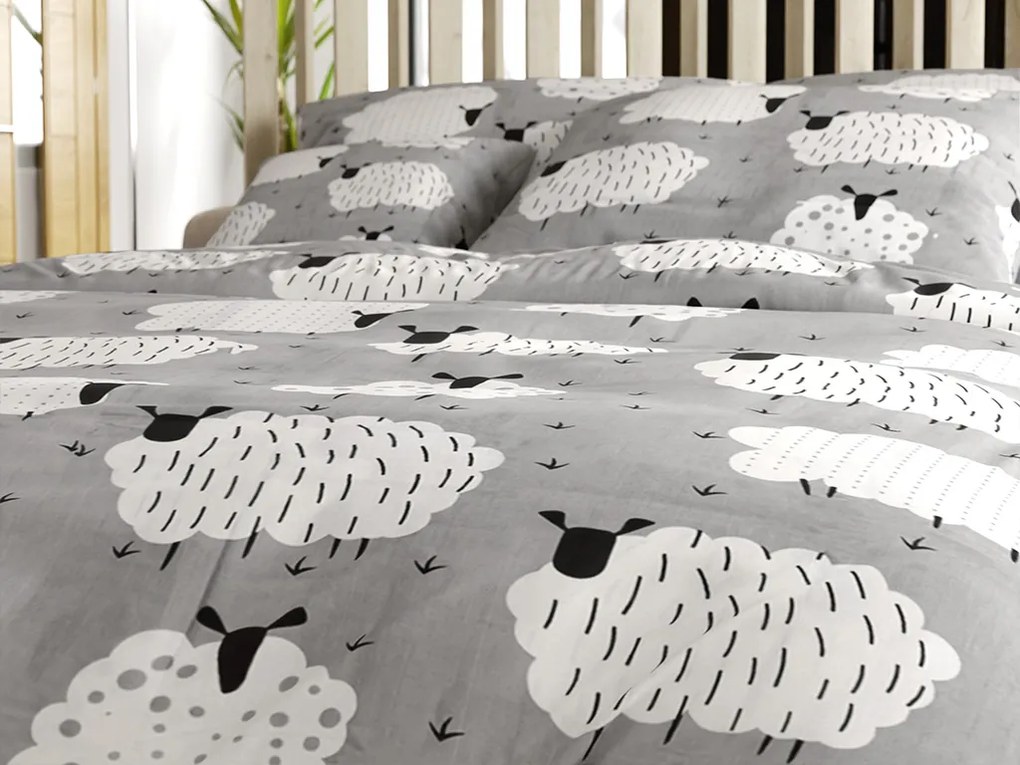 PrzytulneMieszkanie.pl PrzytulneMieszkanie.pl Pościel bawełniana SHEEP POLY szara Rozmiar pościeli: 70 x 90 cm | 140 x 200 cm