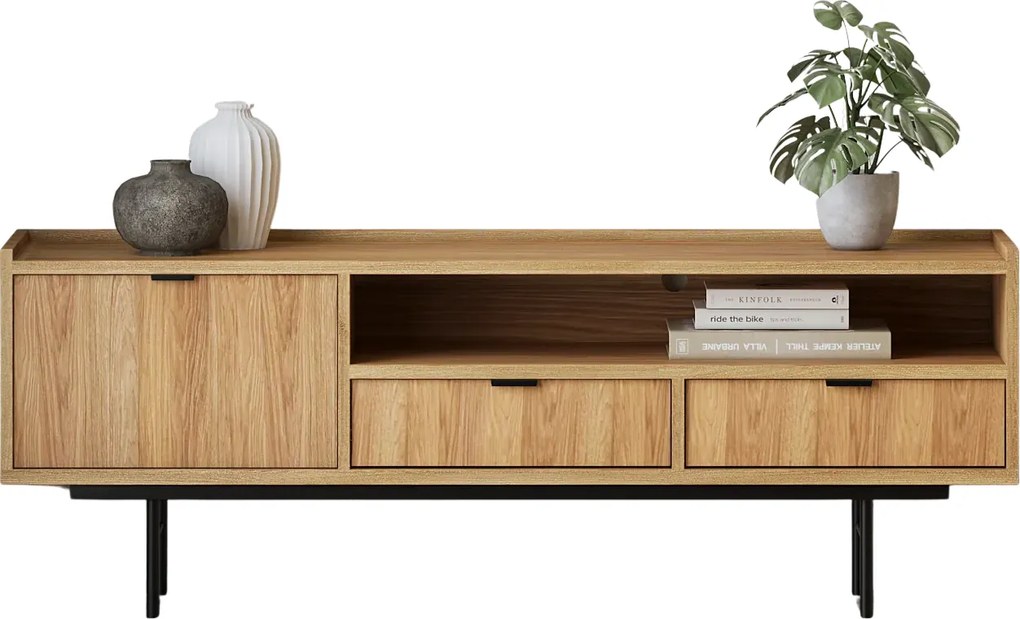 Szafka pod telewizor na nóżkach 150 cm hikora naturalna F2-P45