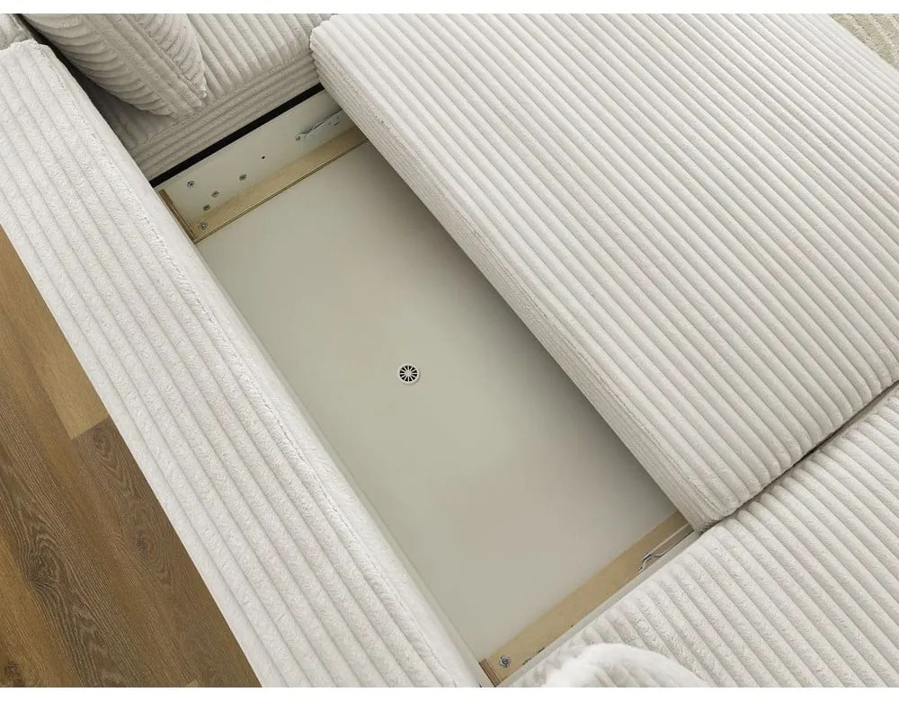 Kremowy sztruksowy rozkładany/ze schowkiem narożnik (prawostronny/w kształcie litery U) Lucien – Bobochic Paris