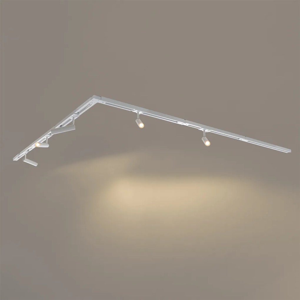 Nowoczesny system oświetlenia szynowego z 5 reflektorami białymi 1-fazowymi - Iconic Ivy