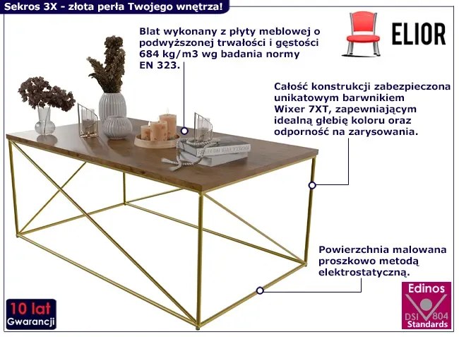 Nowoczesna Ława Złoty + Dąb Lancelot Kiva