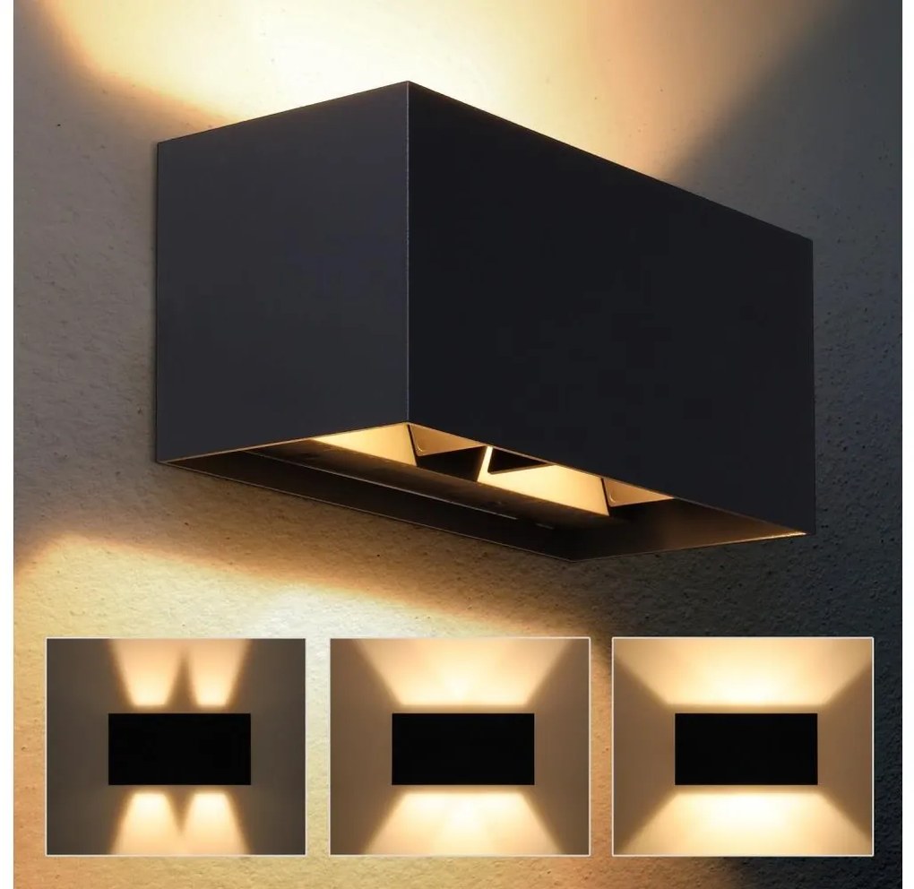 Brilagi - LED kinkiet zewnętrzny DOUBLE CUBE LED/12W/230V czarny IP65