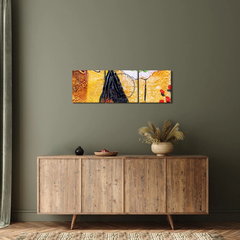 Obraz - Tańczące baletnice, obraz olejny (z zegarem) (90x30 cm)