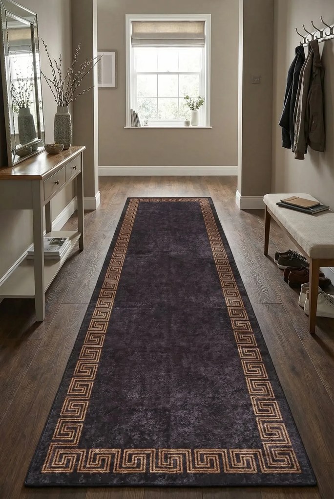 Czarny nowoczesny dywan z grecki wzór 80x300 cm A9-Z48