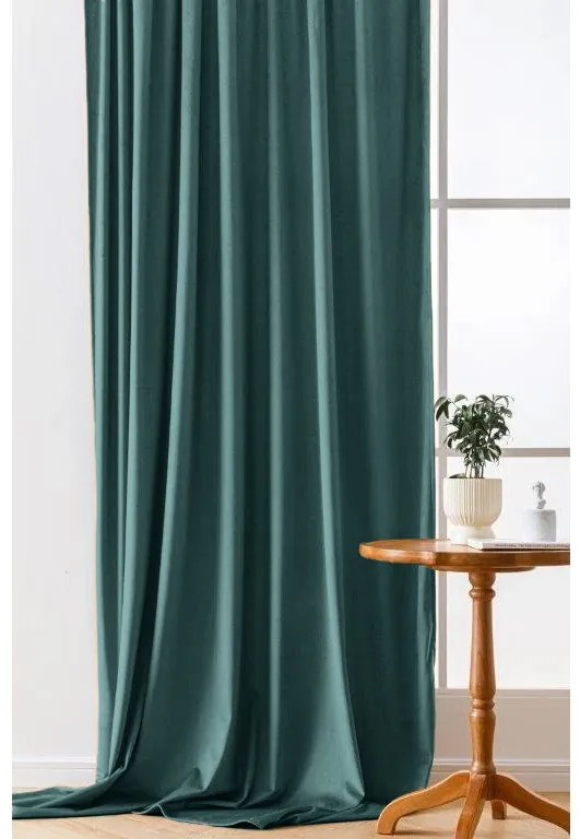Zasłona zaciemniająca VELVET 140x250 cm, turkusowa Zawieszanie: Metalowe pierścienie