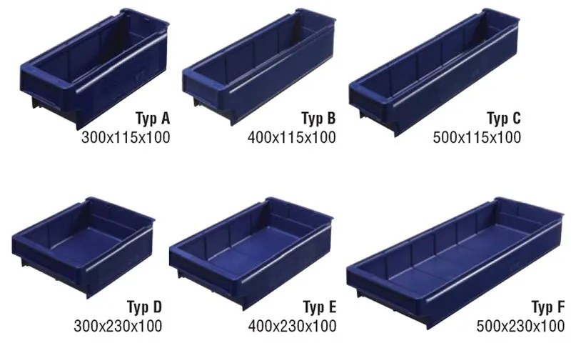 Regał z pojemnikami MAX - 1600 x 400 x 800 mm, 18x B, 18x E