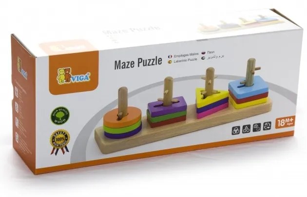 Drewniane klocki viga toys z sorterem kształtów