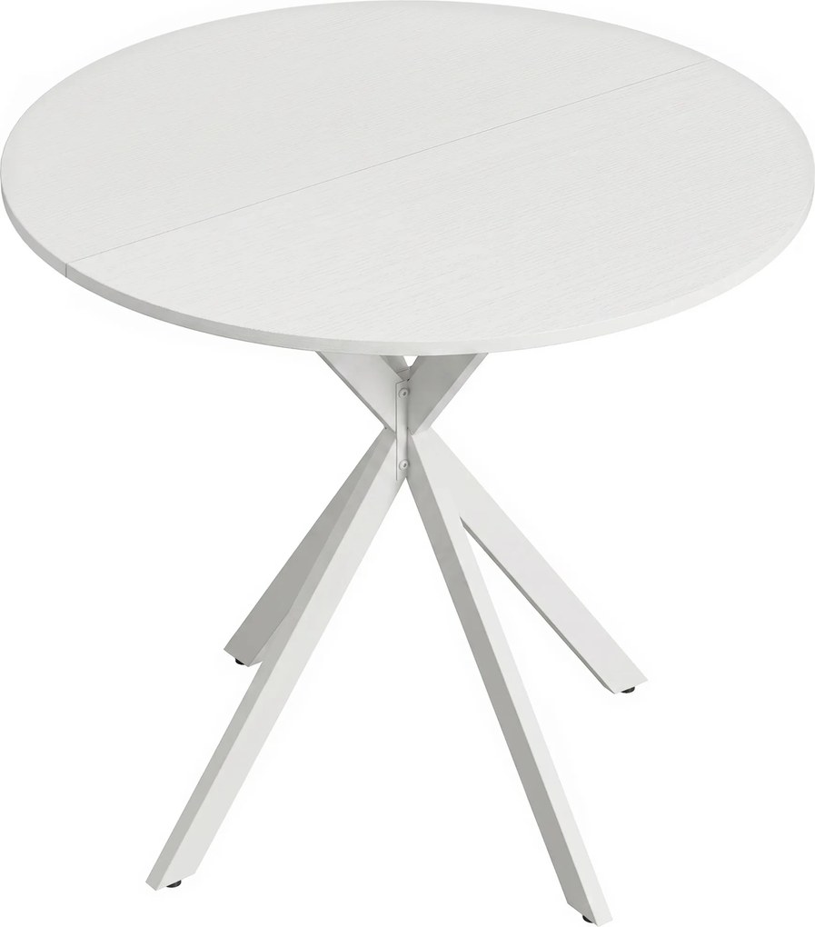 HOMCOM Okrągły stół kuchenny, 80 cm, kompaktowy blat, płyta wiórowa, metal, biały | Aosom PL