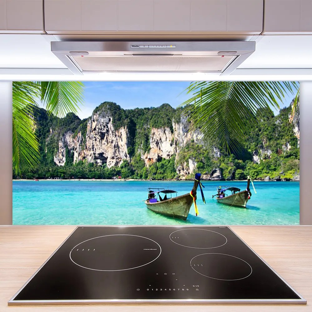 Szkło Dekoracyjne do Kuchni Kolorowe Łodzie na Falach