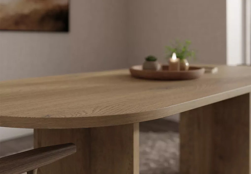 Stół Sevil 204x90 cm owalny – nowoczesny stół do jadalni 6-8 osób, blat laminowany, kolory dąb orzech