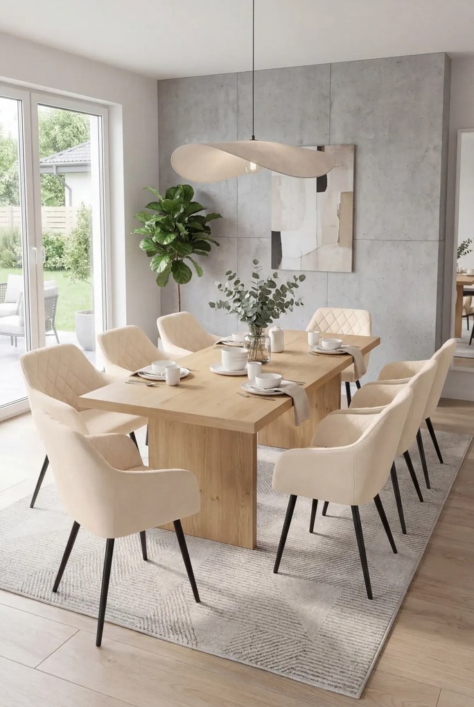 Zestaw 2 beżowych krzeseł pikowanych T9-H22