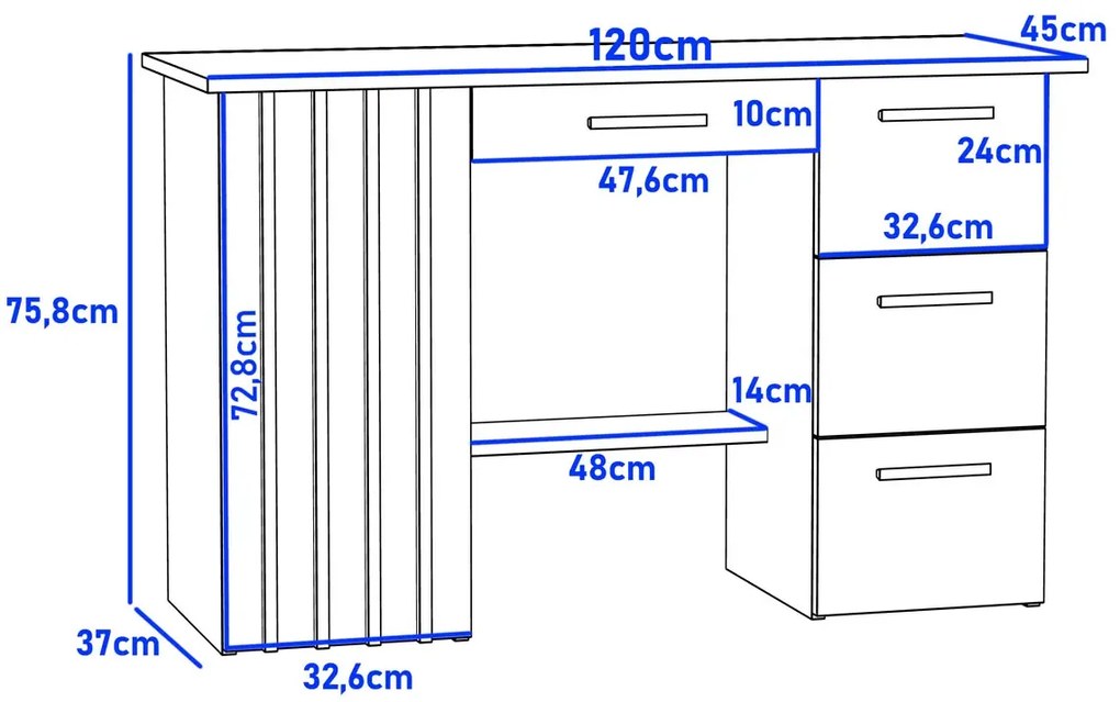 Biurko komputerowe w stylu loft z lamelami C1-N22
