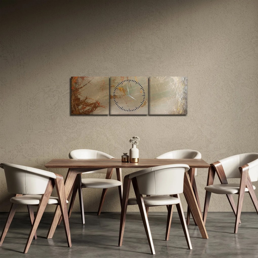 Obraz - Teksturowana abstrakcja (z zegarem) (90x30 cm)