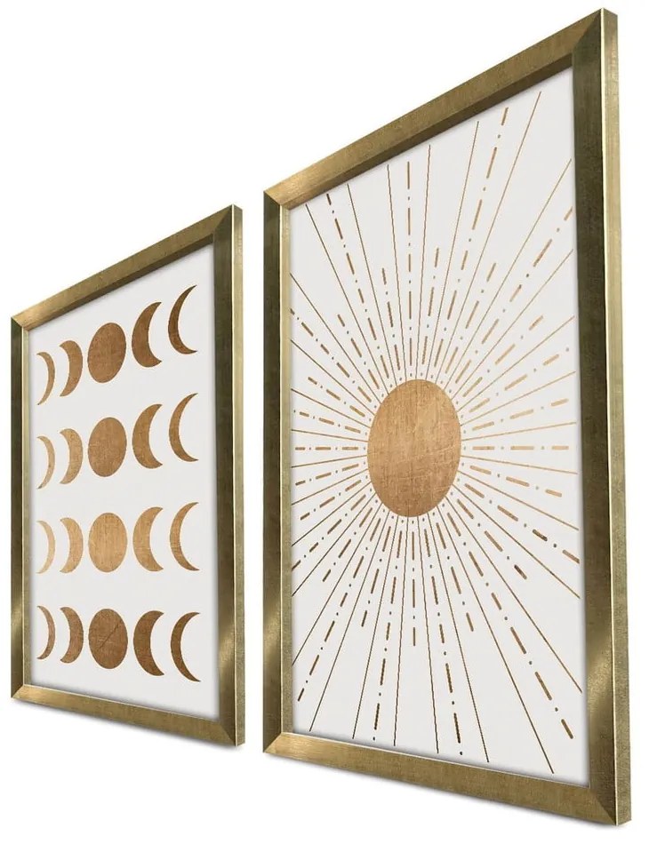 Obrazy zestaw 2 szt. 38x53 cm Moon &amp; Sun – Wallity