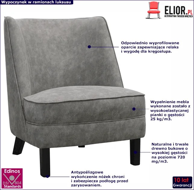 Fotel telewizyjny do salonu Vistor - 68 kolorów