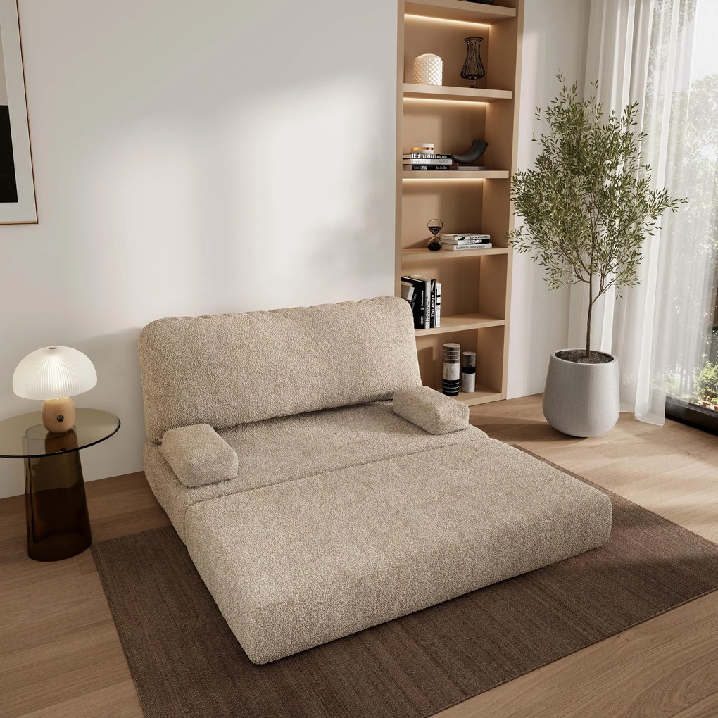 Masseno Sofa piankowa KESTE z funkcją spania, Kanapa z pianki do salonu, Bezmontażowa, Tkanina bucle – Beżowy QUELLE 05