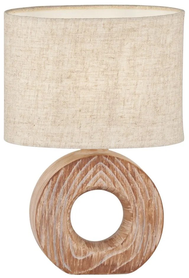 Brązowo-beżowa lampa stołowa ceramiczna z tekstylnym kloszem (wysokość 31 cm) Hanke – Fischer & Honsel