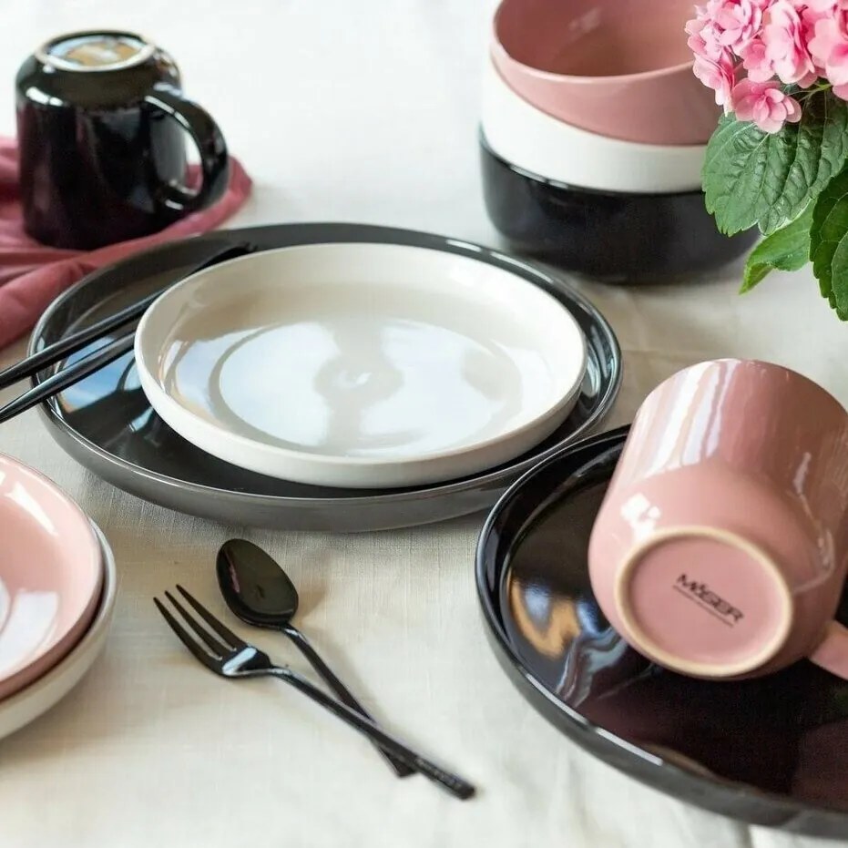 Mäser 16-częściowy zestaw do jadalni ALENIA, czarny