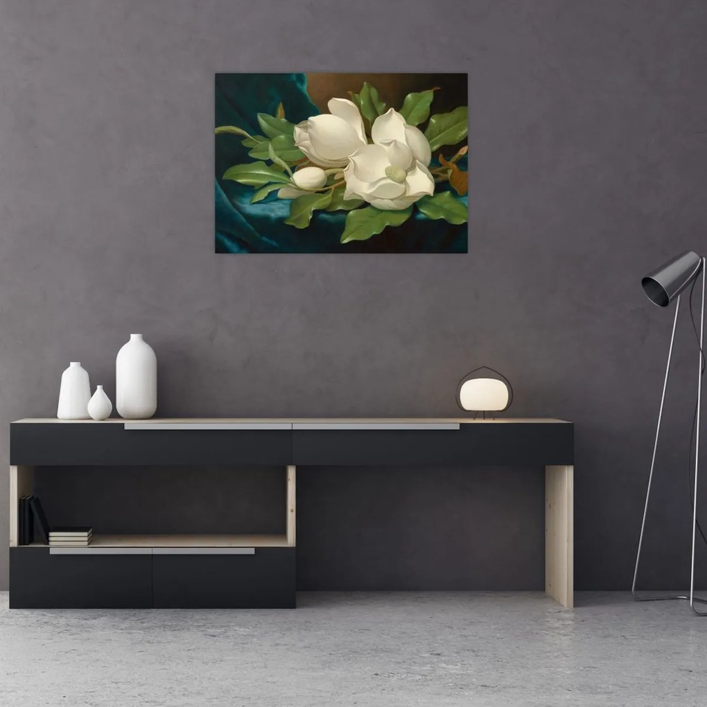 Obraz - Martin Johnson Heade, Giant Magnolias on a Blue Velvet Cloth, reprodukcje (70x50 cm)