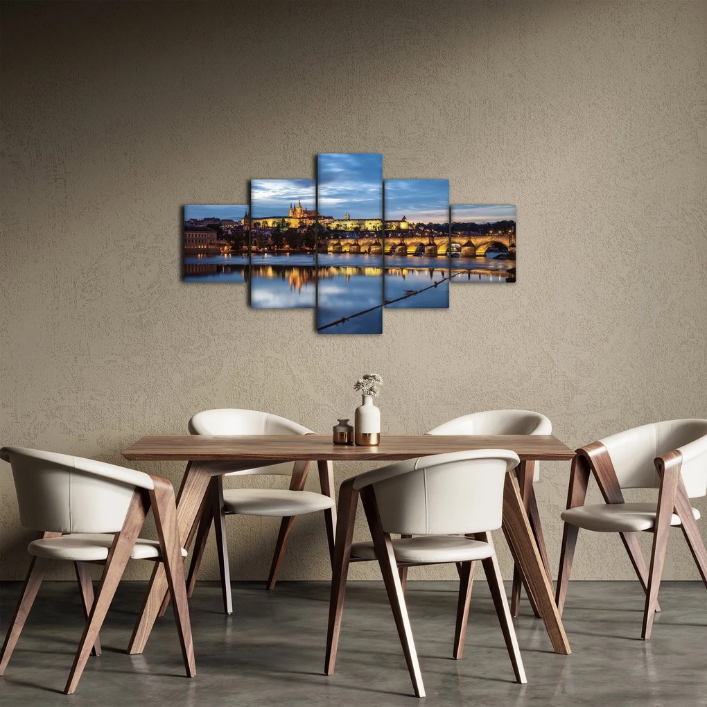 Obraz Zamku Praskiego i Mostu Karola (125x70 cm)