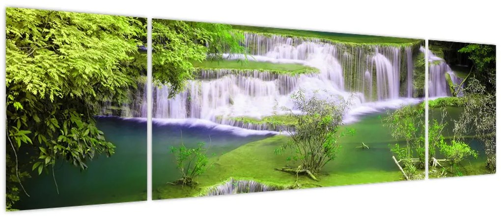 Obraz - Wodospady Huay Mae Khamin, Kanchanaburi, Tajlandia (170x50 cm)