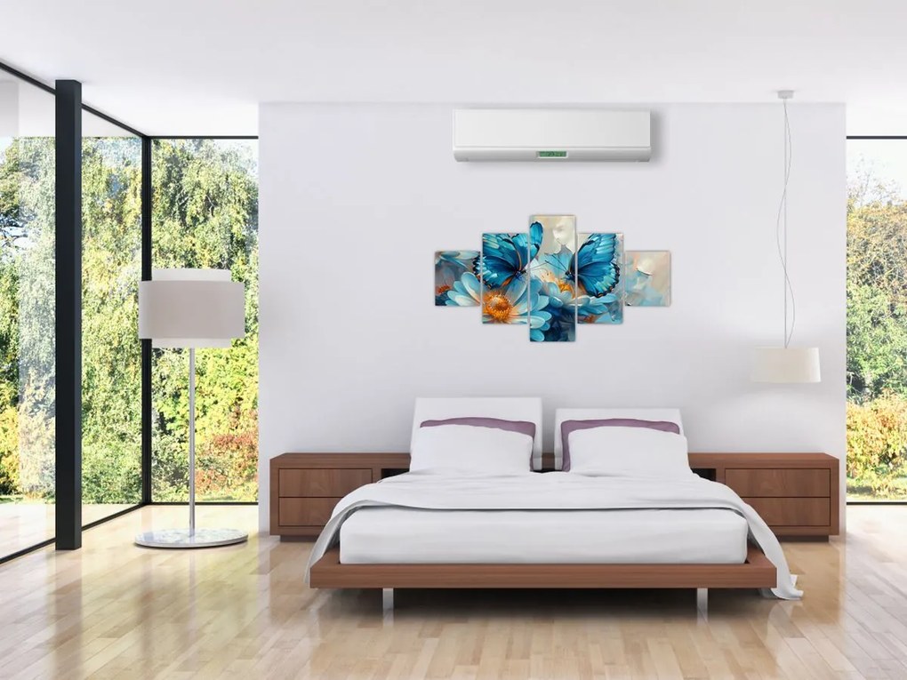 Obraz - Niebieskie motyle (125x70 cm)
