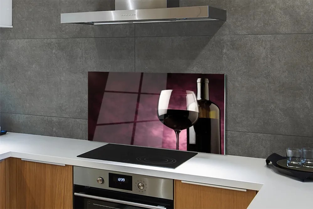 Szklany Panel Butelka i Kieliszek Wina