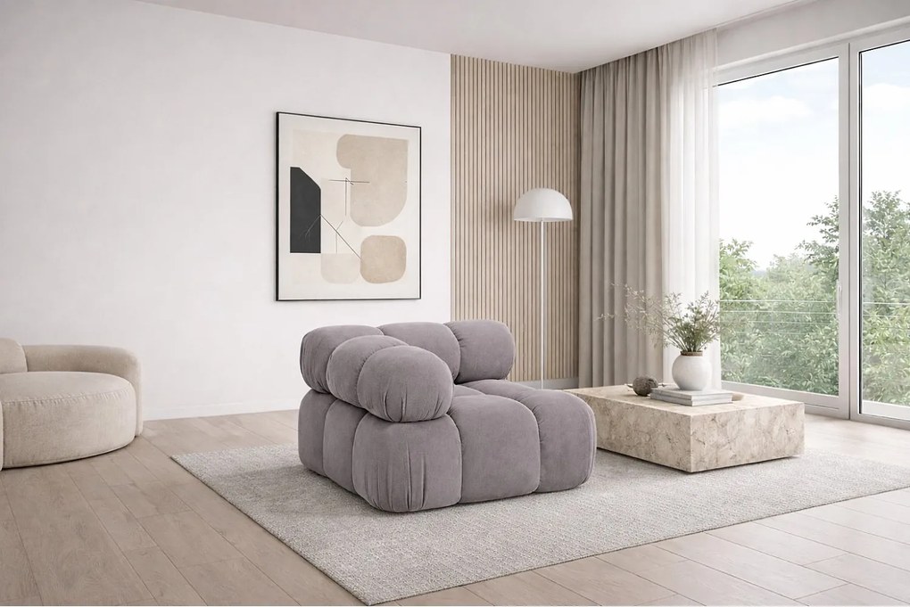 Moduł narożny, róg, do systemu modułowego, tkanina welur Salvador, Szary, Selia