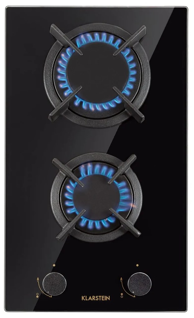 Klarstein Goldflame 30cm Płyta gazowa 2 palniki Czarny